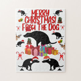 Frohe Weihnachten vom kackenden Hund - Lustiger Ur Puzzle