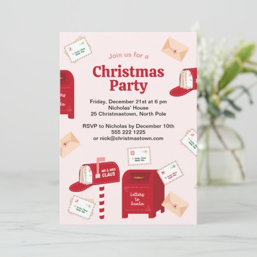 Frohe Weihnachten vom Nordpol Einladung (Stehend Vorderseite)