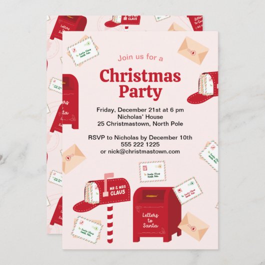 Frohe Weihnachten vom Nordpol Einladung (Vorne/Hinten)