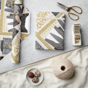 Frohe Weihnachten vom Rockefeller Plaza in NYC Geschenkpapier