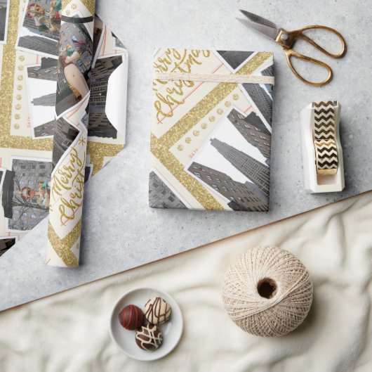 Frohe Weihnachten vom Rockefeller Plaza in NYC Geschenkpapier (Kunsthandwerk)