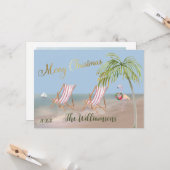 Frohe Weihnachten vom Strand Palm Tree Flamingo Karte (Vorderseite/Rückseite Beispiel)