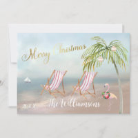 Frohe Weihnachten vom Strand Palm Tree Flamingo