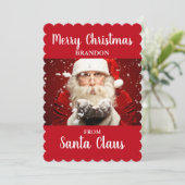 Frohe Weihnachten vom Weihnachtsmann ADD NAME Card (Stehend Vorderseite)