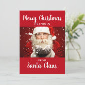 Frohe Weihnachten vom Weihnachtsmann ADD NAME Card (Stehend Vorderseite)