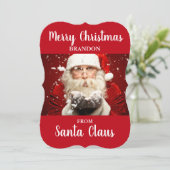 Frohe Weihnachten vom Weihnachtsmann ADD NAME Card (Stehend Vorderseite)