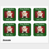 Frohe Weihnachten vom Weihnachtsmann ADD NAME Gree Quadratischer Aufkleber (Blatt)
