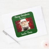 Frohe Weihnachten vom Weihnachtsmann ADD NAME Gree Quadratischer Aufkleber (Umschlag)