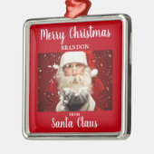 Frohe Weihnachten vom Weihnachtsmann ADD NAME Silbernes Ornament (Links)