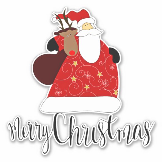 Frohe Weihnachten vom Weihnachtsmann Aufkleber (Vorderseite)