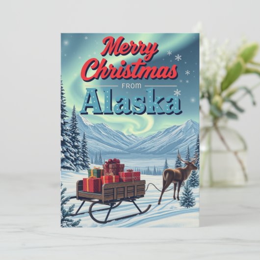 Frohe Weihnachten von Alaska Retro (Stehend Vorderseite)