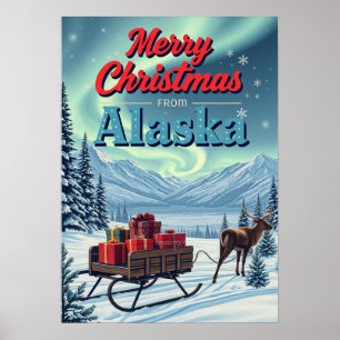 Frohe Weihnachten von Alaska Retro Poster