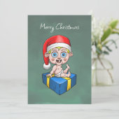 Frohe Weihnachten von Baby Santa Weihnachtskarte (Stehend Vorderseite)