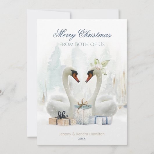 Frohe Weihnachten von beiden US Swans Urlaubskarte (Vorderseite)