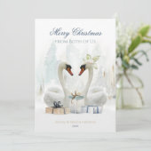 Frohe Weihnachten von beiden US Swans Urlaubskarte (Stehend Vorderseite)
