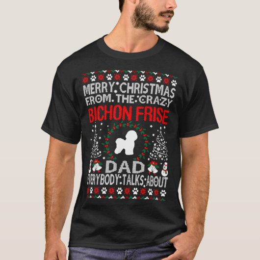 Frohe Weihnachten von Bichon Frise Vater Geschenk T-Shirt (Vorderseite)