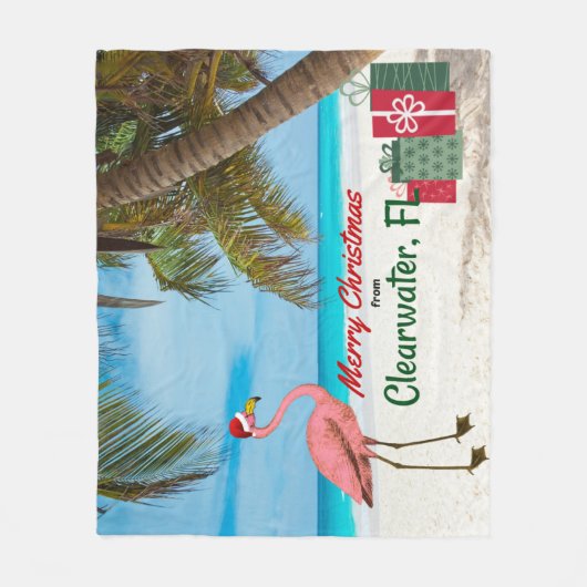 Frohe Weihnachten von Clearwater, FL Fleecedecke (Vorderseite)