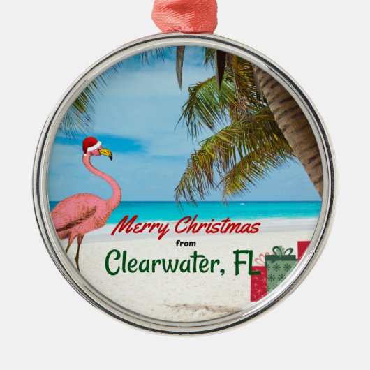 Frohe Weihnachten von Clearwater, FL Ornament Aus Metall (Vorne)
