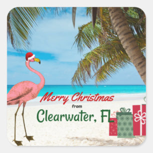 Frohe Weihnachten von Clearwater, FL Quadratischer Aufkleber