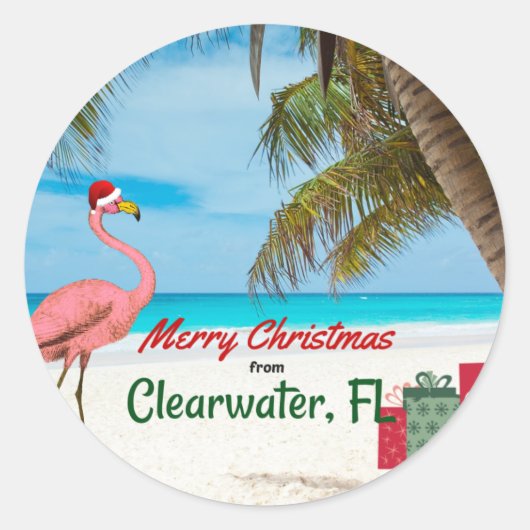 Frohe Weihnachten von Clearwater, FL Runder Aufkleber (Vorderseite)