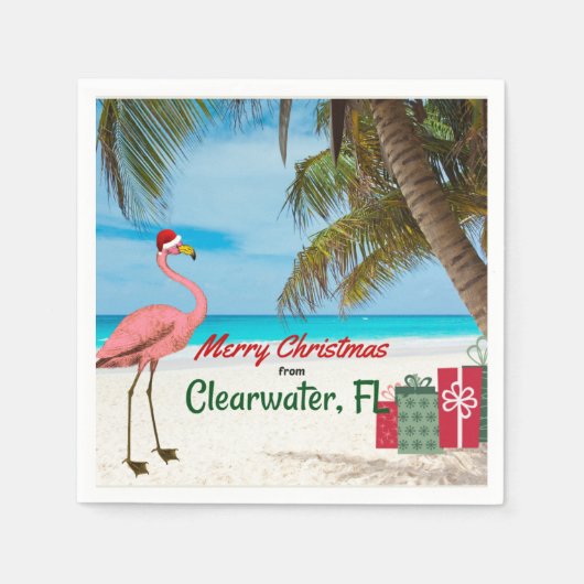 Frohe Weihnachten von Clearwater, FL Serviette (Vorderseite)