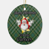 Frohe Weihnachten von Currie Currier Clan Keramik Ornament (Links)