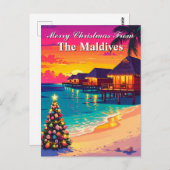 Frohe Weihnachten von den Malediven Paradies Reise Postkarte (Vorne/Hinten)