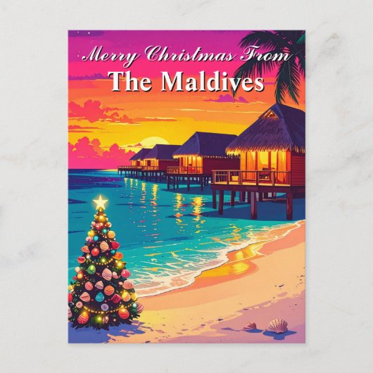 Frohe Weihnachten von den Malediven Paradies Reise Postkarte (Vorderseite)