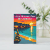 Frohe Weihnachten von den Malediven Tropical Sunse Postkarte (Stehend Vorderseite)