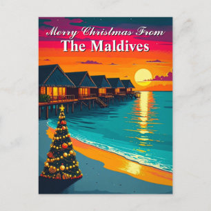 Frohe Weihnachten von den Malediven Tropical Sunse Postkarte