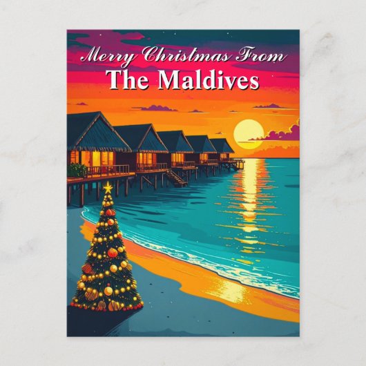 Frohe Weihnachten von den Malediven Tropical Sunse Postkarte (Vorderseite)