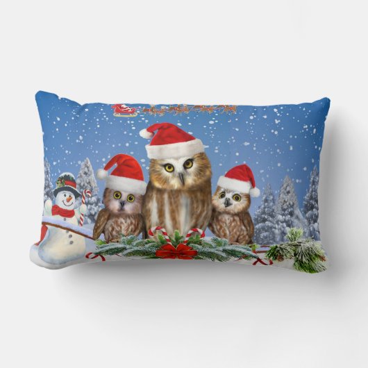 FROHE WEIHNACHTEN VON DER EULE VON US! LENDENKISSEN (Vorderseite)