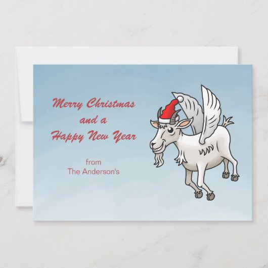 Frohe Weihnachten von der fliegenden Ziege (Vorderseite)