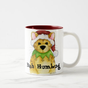 Frohe Weihnachten von der Katze Bah Humbug-Tasse Zweifarbige Tasse
