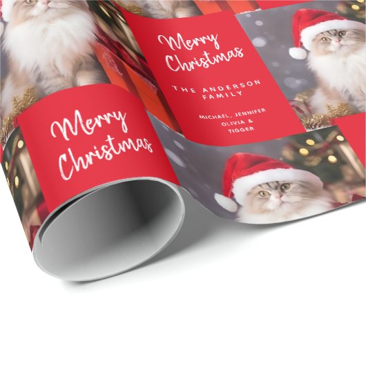Frohe Weihnachten von der Katze in einer Weihnacht Geschenkpapier (Rolleneckpunkt)
