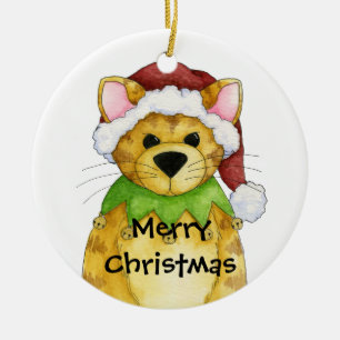 Frohe Weihnachten von der Katzen-Verzierung Keramikornament
