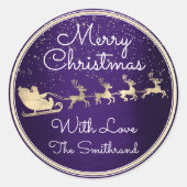 Frohe Weihnachten von der Marine Santa Reindeer Sl Runder Aufkleber (Vorderseite)