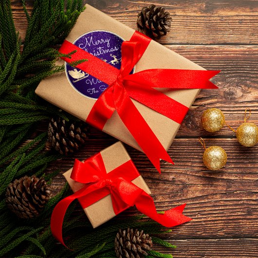 Frohe Weihnachten von der Marine Santa Reindeer Sl Runder Aufkleber