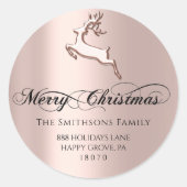 Frohe Weihnachten von der UAWG Rose Hirsch modern Runder Aufkleber (Vorderseite)