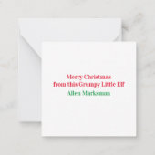Frohe Weihnachten von diesem kleinen Grumpy Elf Mitteilungskarte (Rückseite)
