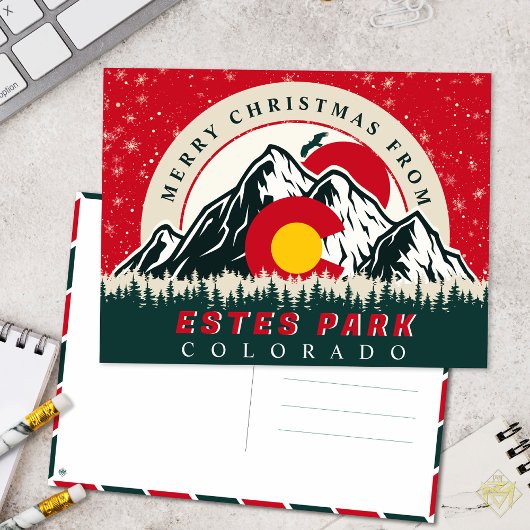 Frohe Weihnachten von Estes Park Colorado Städte Postkarte