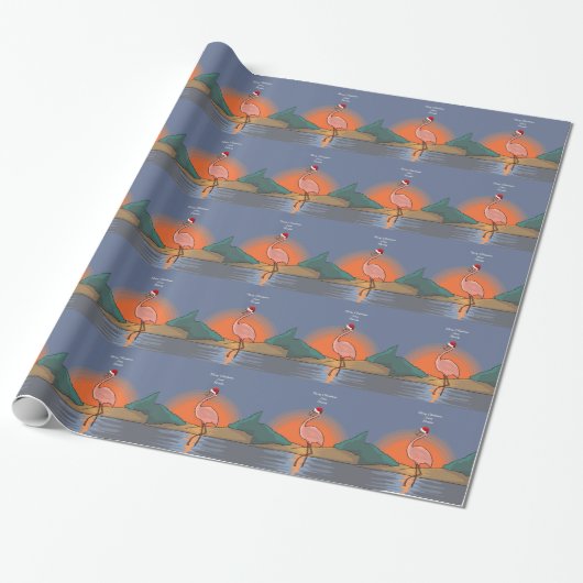 Frohe Weihnachten von Florida Flamingo Geschenkpapier (Ungerollt)