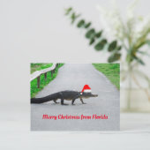 Frohe Weihnachten von Florida lustiger Alligator Postkarte (Stehend Vorderseite)
