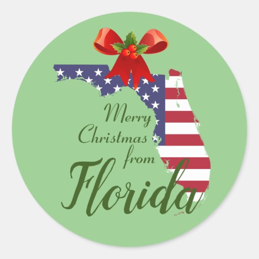 Frohe Weihnachten von Florida Umschlag Aufklebern Runder Aufkleber (Vorderseite)
