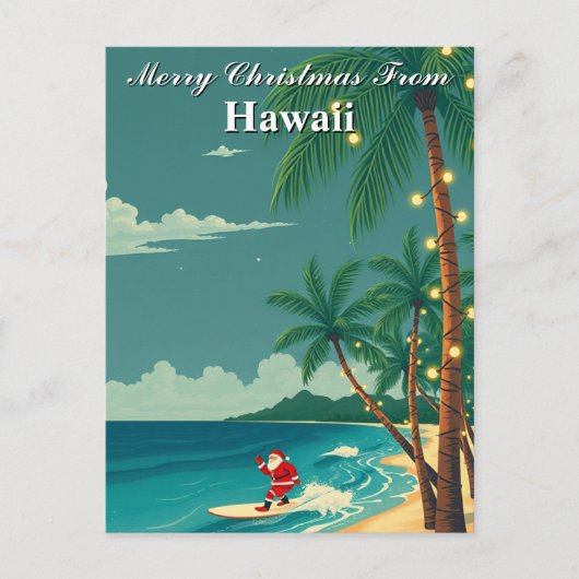 Frohe Weihnachten von Hawaii Tropical Santa Surfin Postkarte (Vorderseite)