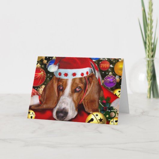 Frohe Weihnachten von Holmes Basset Hound (Vorderseite)