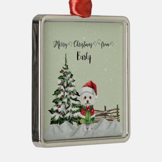 Frohe Weihnachten von Hundes Name Ornament Aus Metall (Rechts)