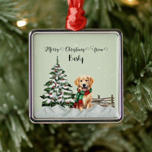 Frohe Weihnachten von Hundes Name Ornament Aus Metall (Baum)