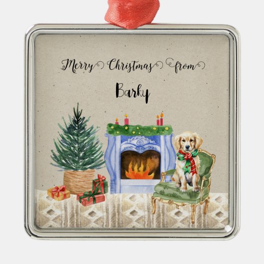 Frohe Weihnachten von Hundes Name Ornament Aus Metall (Vorne)