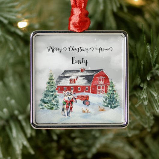 Frohe Weihnachten von Hundes Name Ornament Aus Metall (Baum)